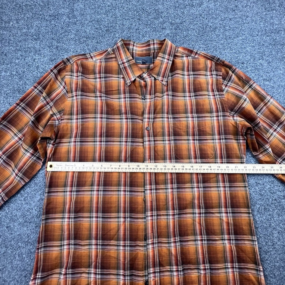 Vince. Men's XXL Lightweight 100%‎ Cotton Plaid Long Sleeve Button Shirt Orange - Picture 3 of 6